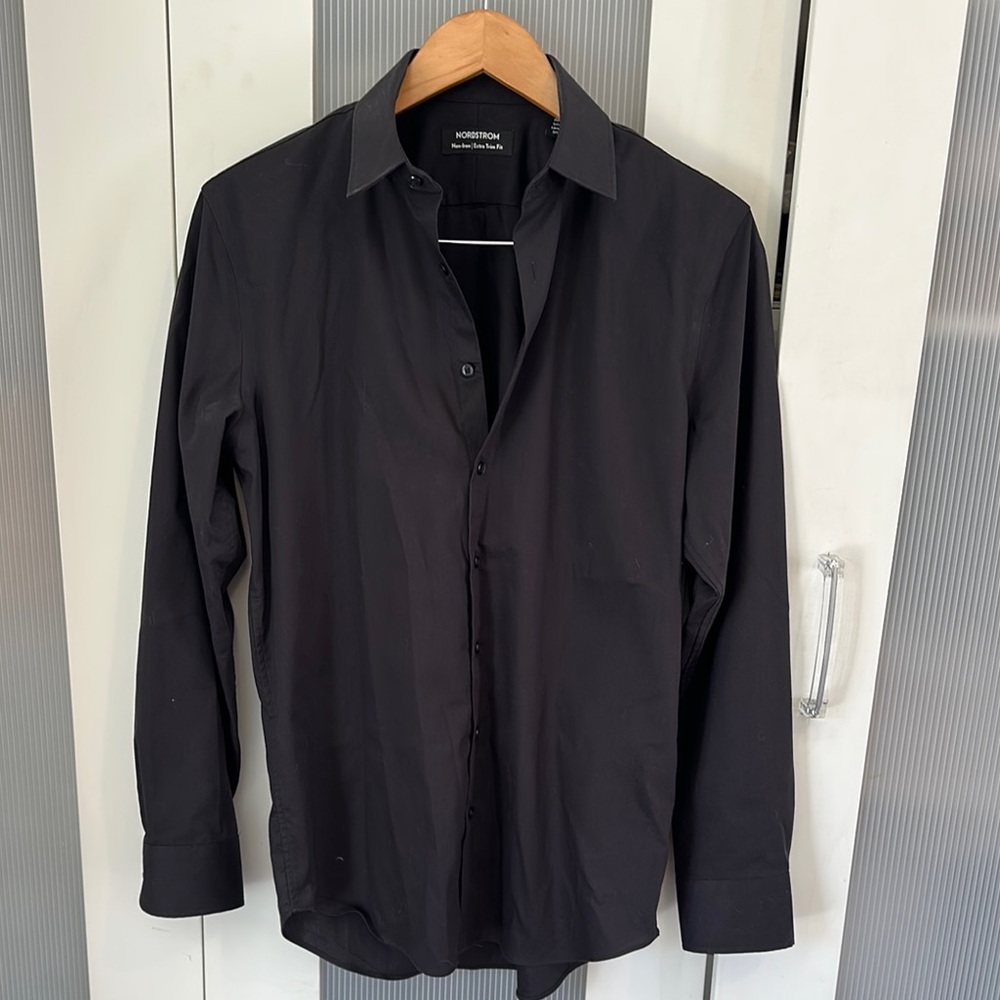 Nordstrom Black Dress Shirt Classic Long Sleeve